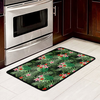 Palm Hawaiian Tropical Pattern Print Kitchen Mat