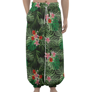 Palm Hawaiian Tropical Pattern Print Lantern Pants