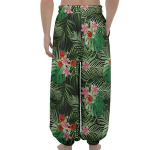 Palm Hawaiian Tropical Pattern Print Lantern Pants