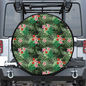 Palm Hawaiian Tropical Pattern Print Leather Spare Tire Cover