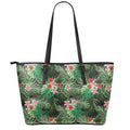 Palm Hawaiian Tropical Pattern Print Leather Tote Bag With Zipper