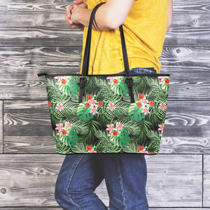 Palm Hawaiian Tropical Pattern Print Leather Tote Bag