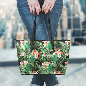 Palm Hawaiian Tropical Pattern Print Leather Tote Bag