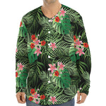 Palm Hawaiian Tropical Pattern Print Long Sleeve Baseball Jersey