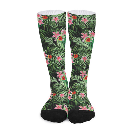 Palm Hawaiian Tropical Pattern Print Long Socks