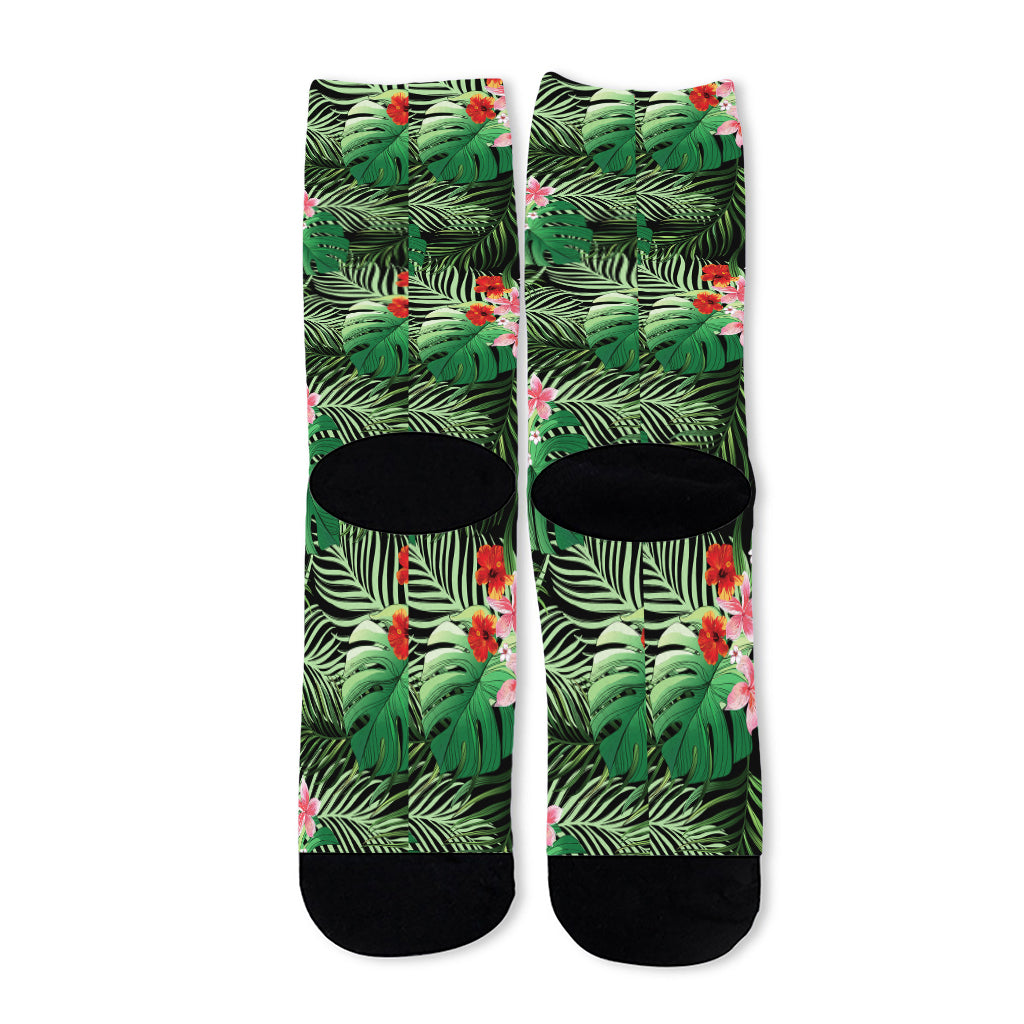 Palm Hawaiian Tropical Pattern Print Long Socks
