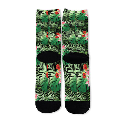 Palm Hawaiian Tropical Pattern Print Long Socks
