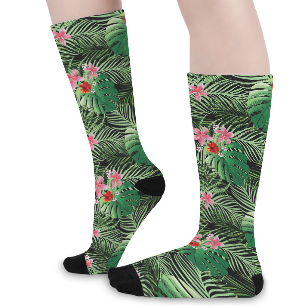 Palm Hawaiian Tropical Pattern Print Long Socks