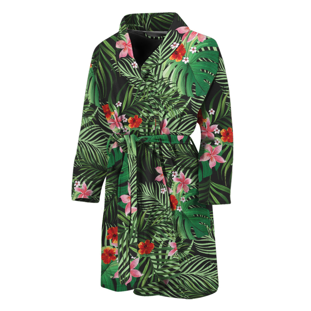 Palm Hawaiian Tropical Pattern Print Men's Bathrobe