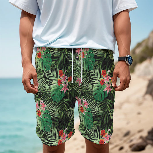 Palm Hawaiian Tropical Pattern Print Men's Cargo Shorts