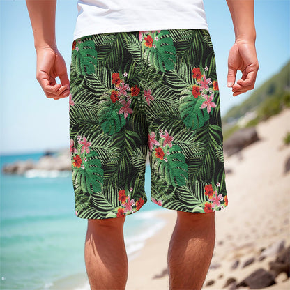 Palm Hawaiian Tropical Pattern Print Men's Cargo Shorts