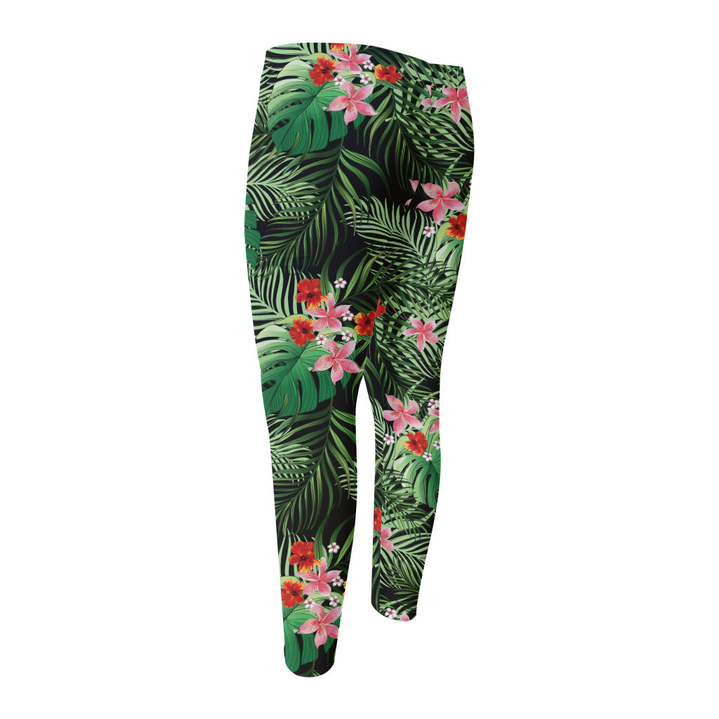 Palm Hawaiian Tropical Pattern Print Men's Compression Pants