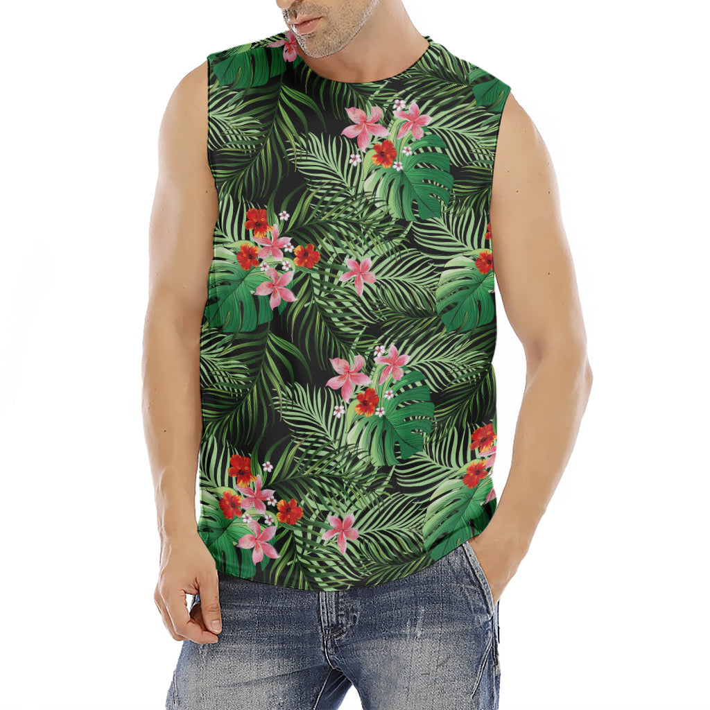 Palm Hawaiian Tropical Pattern Print Men's Fitness Tank Top