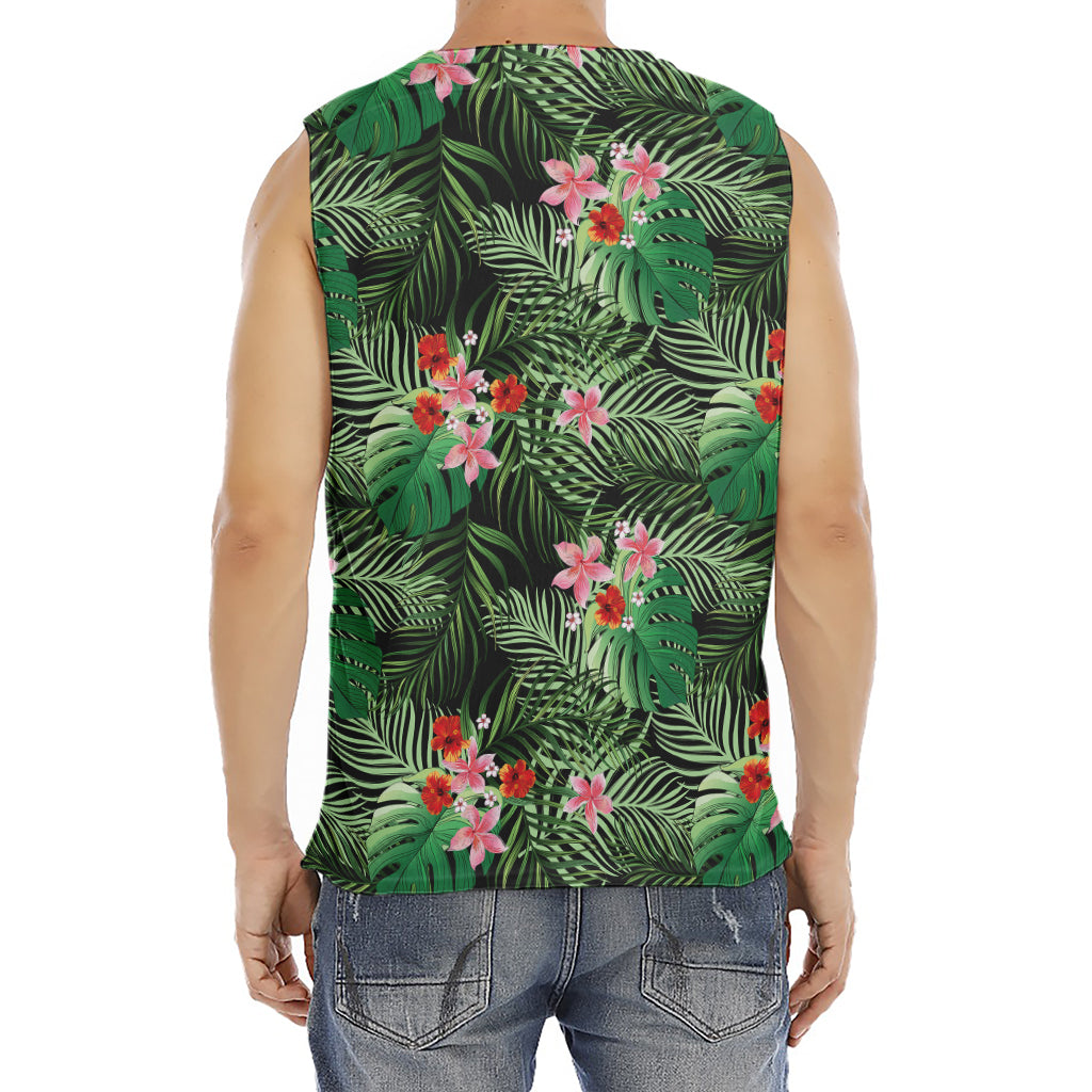 Palm Hawaiian Tropical Pattern Print Men's Fitness Tank Top