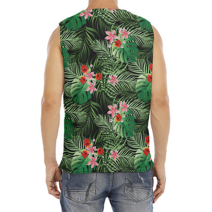 Palm Hawaiian Tropical Pattern Print Men's Fitness Tank Top