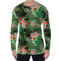 Palm Hawaiian Tropical Pattern Print Men's Long Sleeve T-Shirt