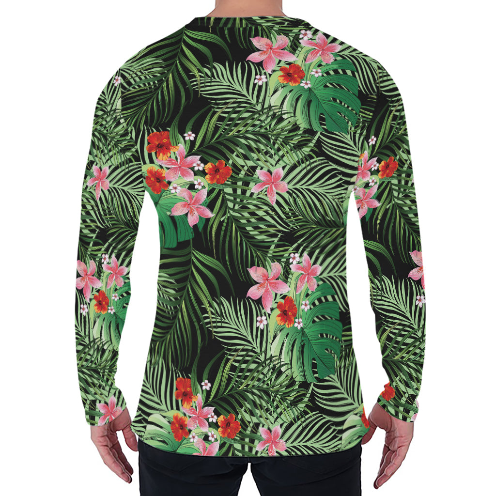 Palm Hawaiian Tropical Pattern Print Men's Long Sleeve T-Shirt