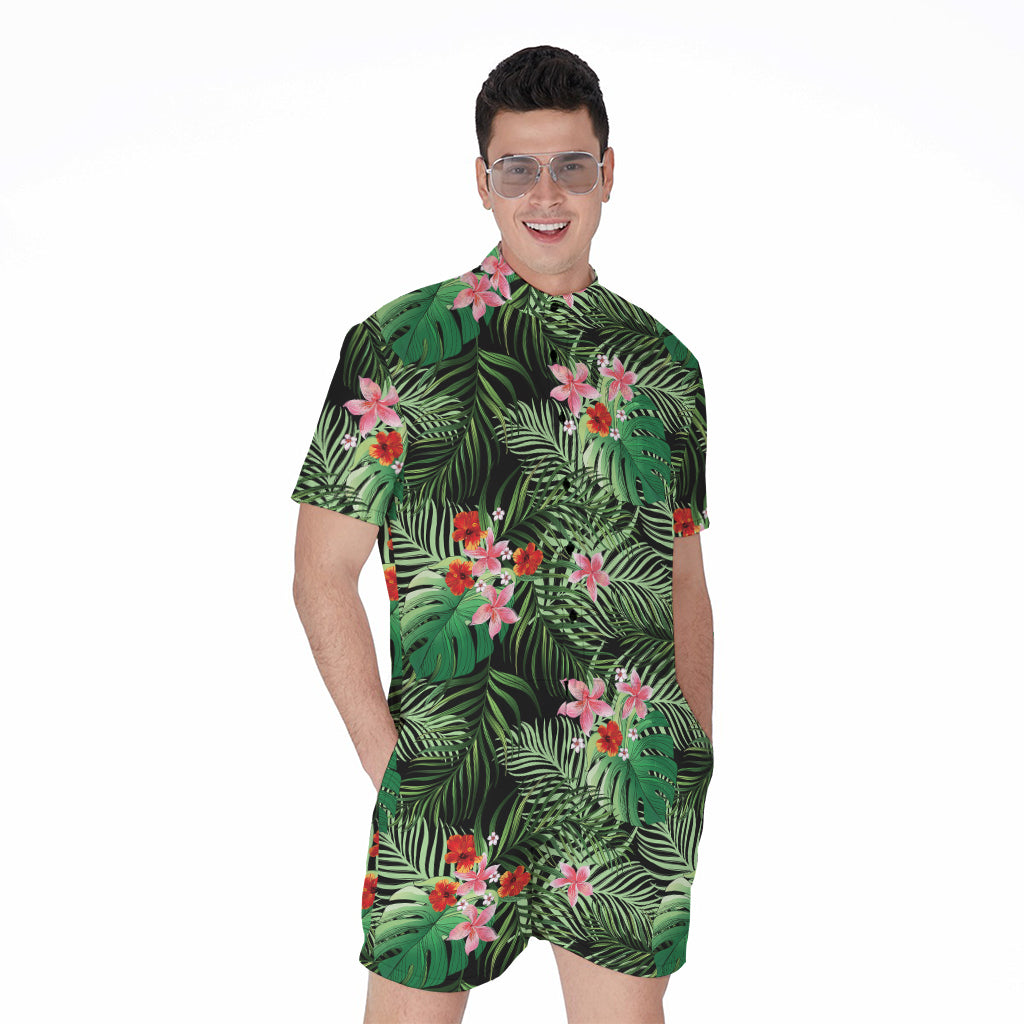 Palm Hawaiian Tropical Pattern Print Men's Rompers