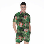 Palm Hawaiian Tropical Pattern Print Men's Rompers