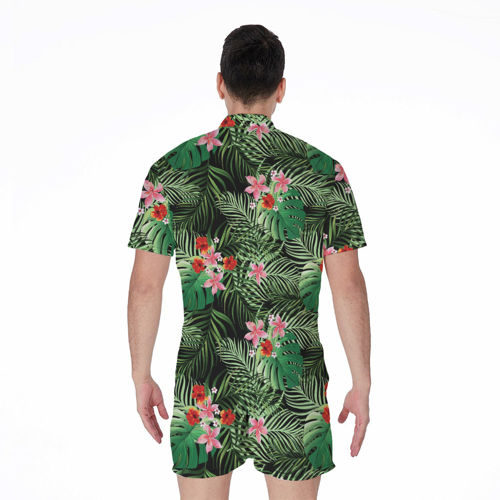 Palm Hawaiian Tropical Pattern Print Men's Rompers