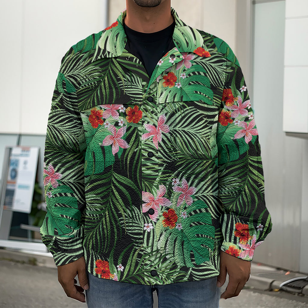 Palm Hawaiian Tropical Pattern Print Men's Shirt Jacket