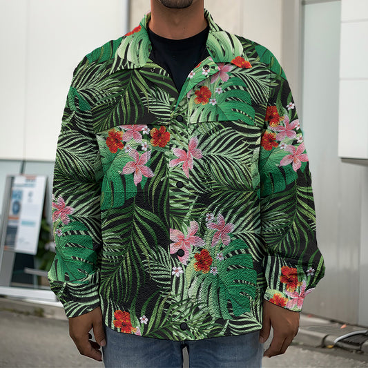 Palm Hawaiian Tropical Pattern Print Men's Shirt Jacket