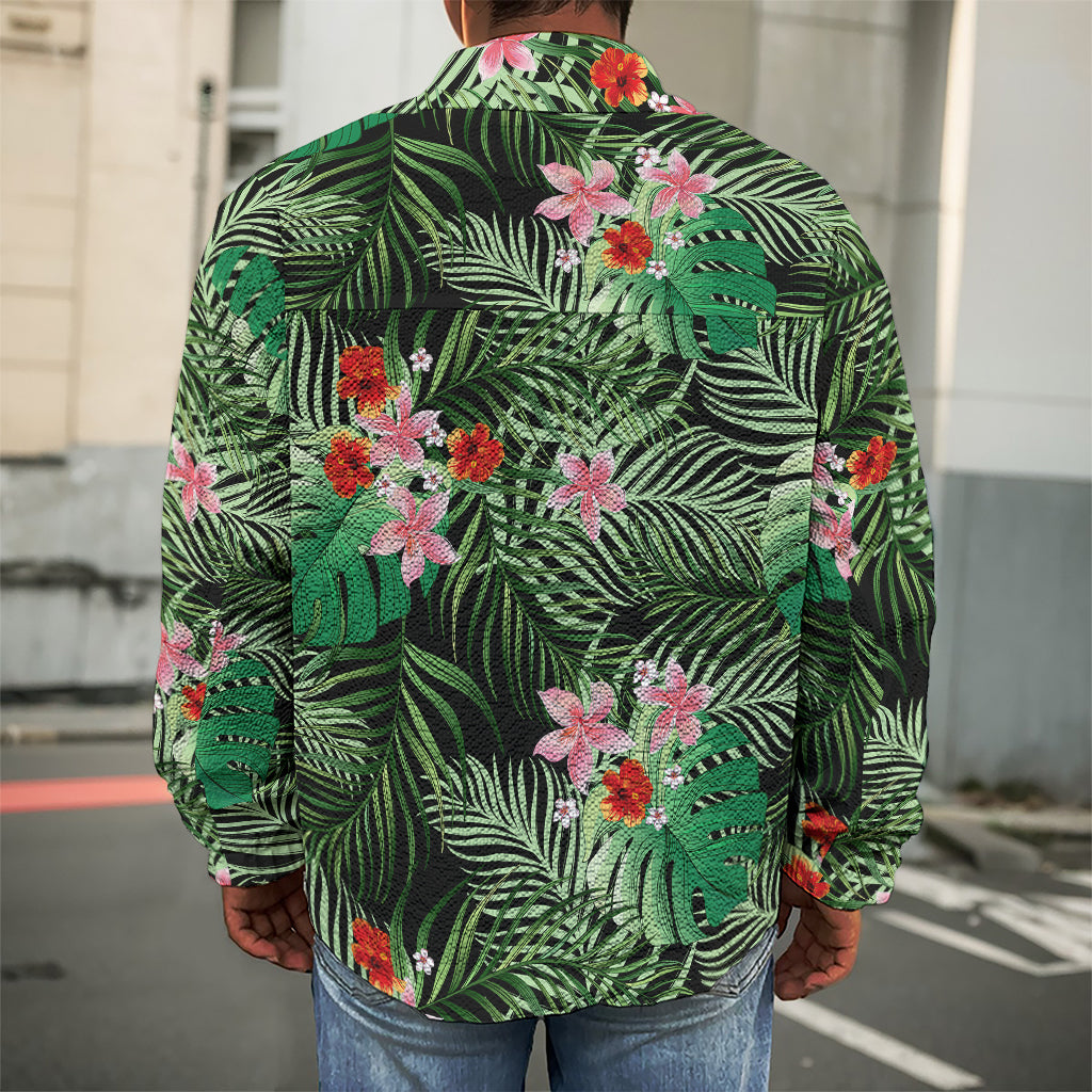 Palm Hawaiian Tropical Pattern Print Men's Shirt Jacket