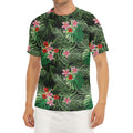 Palm Hawaiian Tropical Pattern Print Men's Short Sleeve Rash Guard