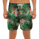 Palm Hawaiian Tropical Pattern Print Men's Split Running Shorts