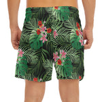 Palm Hawaiian Tropical Pattern Print Men's Split Running Shorts