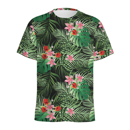 Palm Hawaiian Tropical Pattern Print Men's Sports T-Shirt