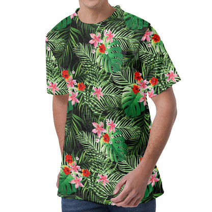 Palm Hawaiian Tropical Pattern Print Men's Velvet T-Shirt