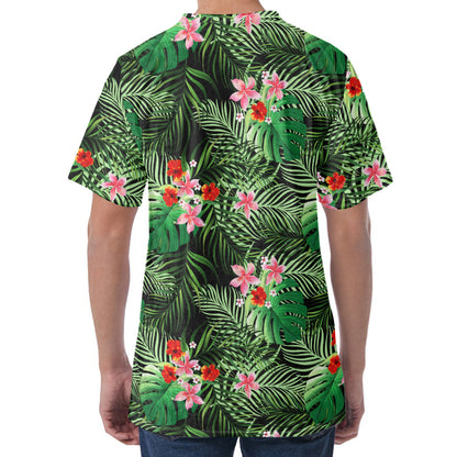 Palm Hawaiian Tropical Pattern Print Men's Velvet T-Shirt