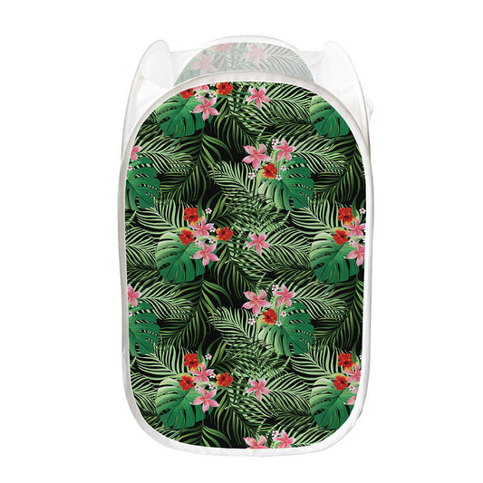 Palm Hawaiian Tropical Pattern Print Mesh Laundry Hamper