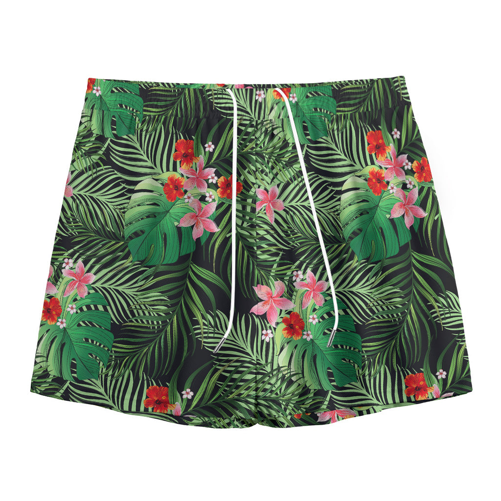 Palm Hawaiian Tropical Pattern Print Mesh Shorts