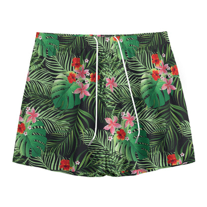 Palm Hawaiian Tropical Pattern Print Mesh Shorts