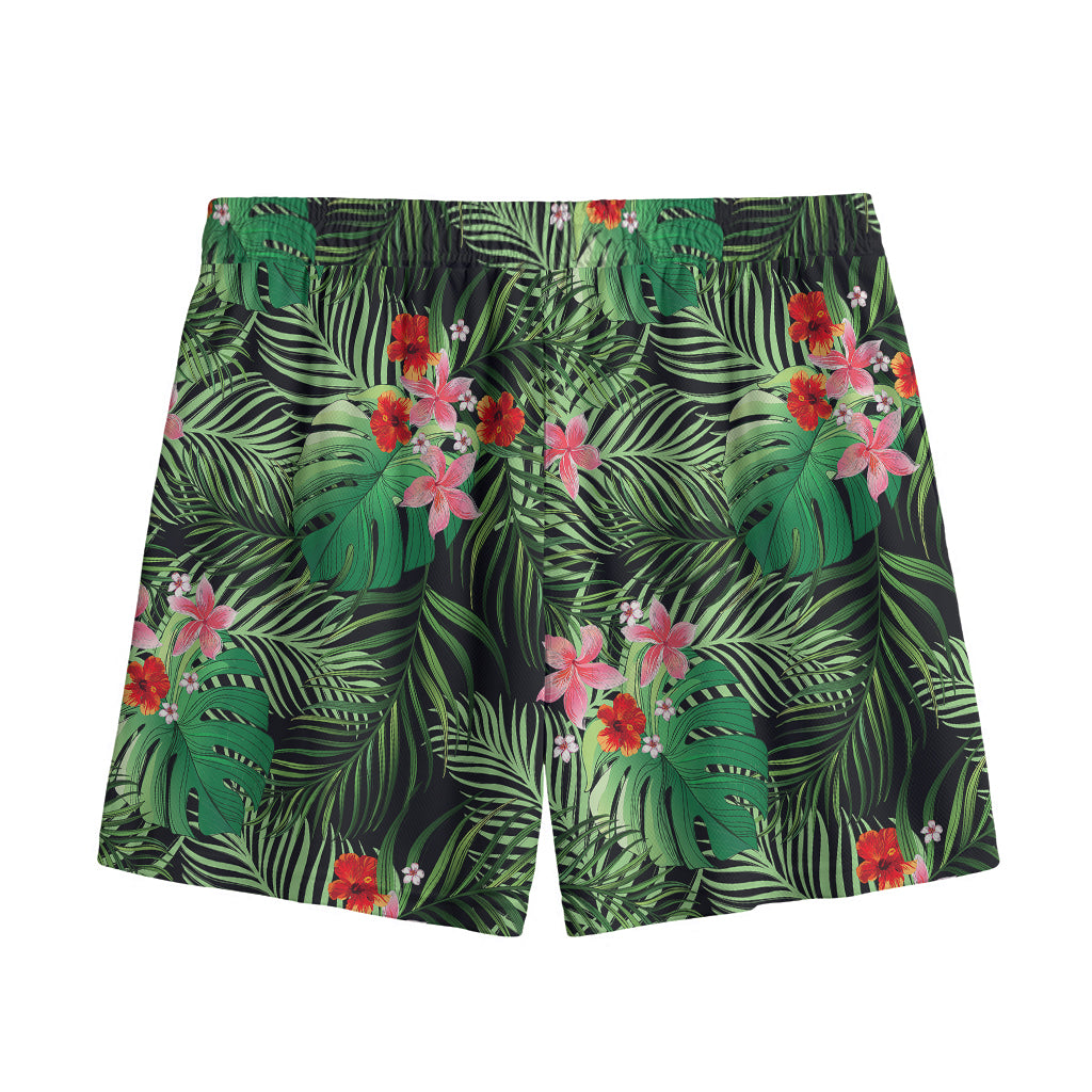 Palm Hawaiian Tropical Pattern Print Mesh Shorts