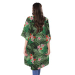 Palm Hawaiian Tropical Pattern Print Open Front Beach Cover Up