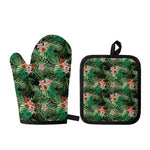 Palm Hawaiian Tropical Pattern Print Oven Mitt And Pot Holder Set