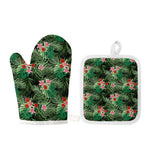 Palm Hawaiian Tropical Pattern Print Oven Mitt And Pot Holder Set