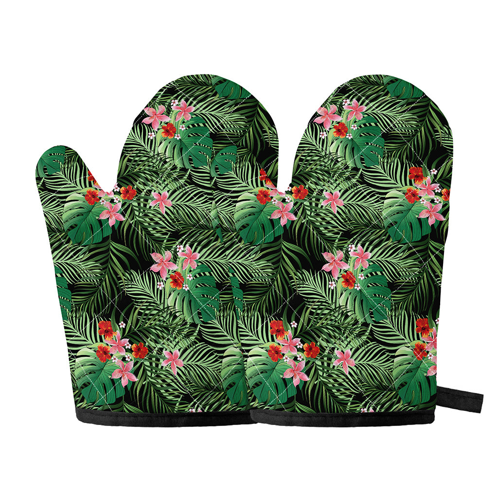 Palm Hawaiian Tropical Pattern Print Oven Mitts