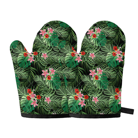 Palm Hawaiian Tropical Pattern Print Oven Mitts