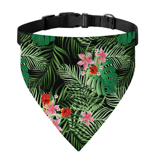 Palm Hawaiian Tropical Pattern Print Over The Collar Dog Bandana