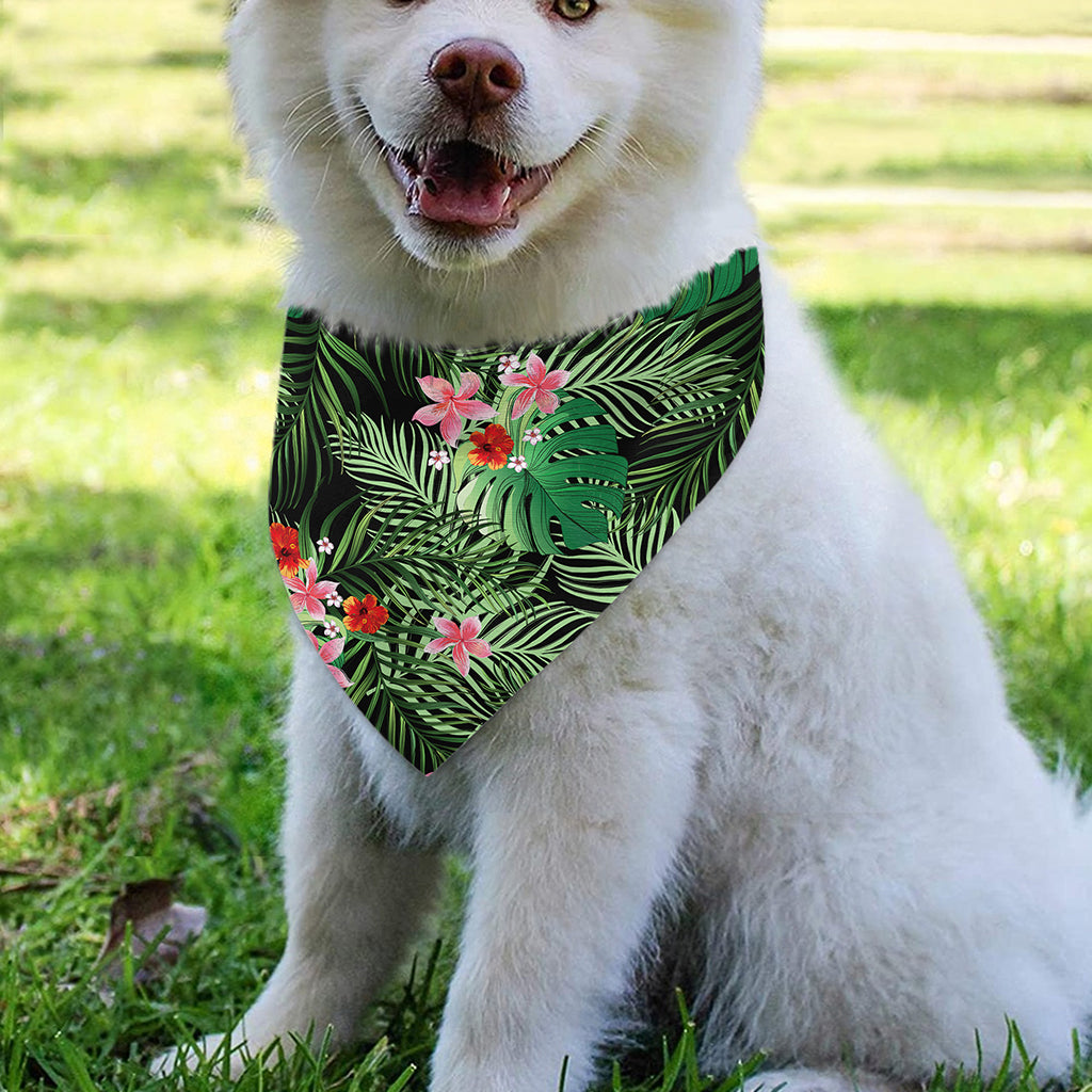 Palm Hawaiian Tropical Pattern Print Over The Collar Dog Bandana