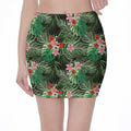 Palm Hawaiian Tropical Pattern Print Pencil Mini Skirt