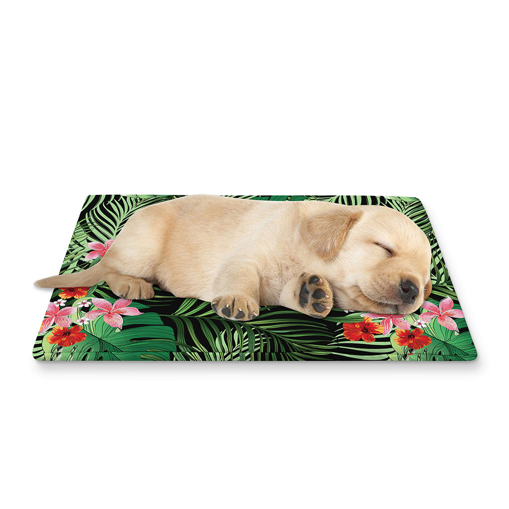 Palm Hawaiian Tropical Pattern Print Pet Cooling Mat Cover