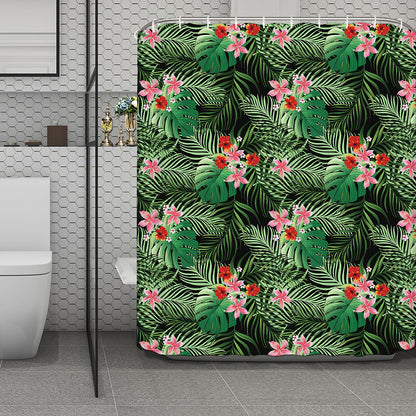 Palm Hawaiian Tropical Pattern Print Polyester Shower Curtain