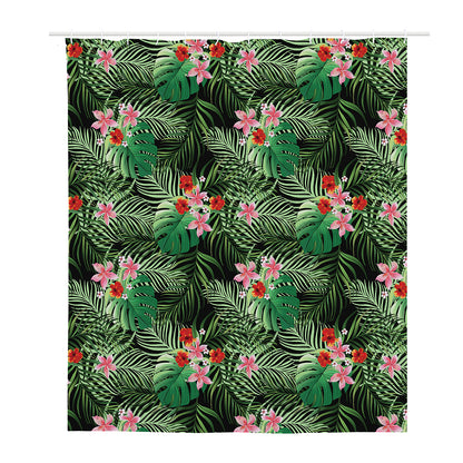 Palm Hawaiian Tropical Pattern Print Polyester Shower Curtain