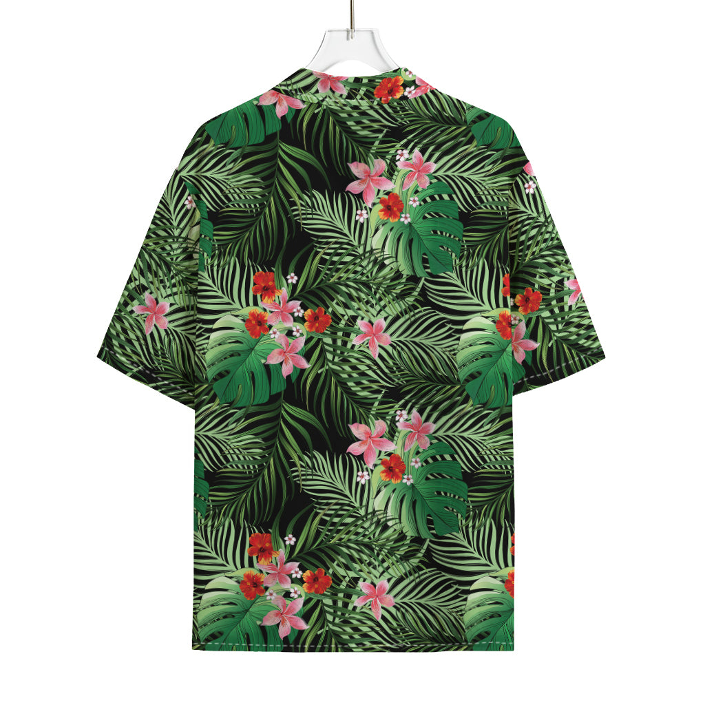 Palm Hawaiian Tropical Pattern Print Rayon Hawaiian Shirt