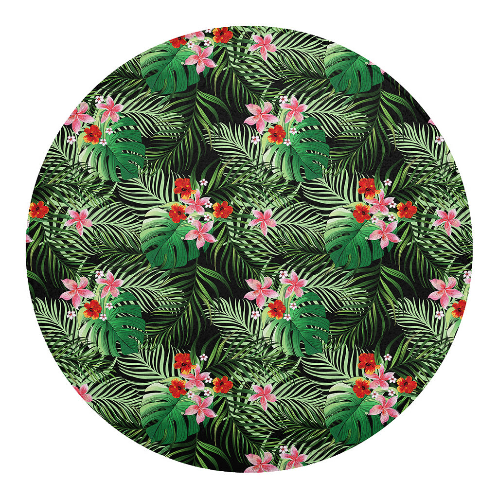 Palm Hawaiian Tropical Pattern Print Round Blanket